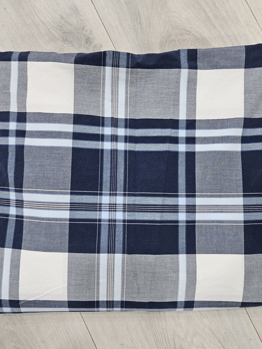 Pottery Barn Teen Blue White Plaid Full Flat Sheet 100% Cotton Retro Farmhouse